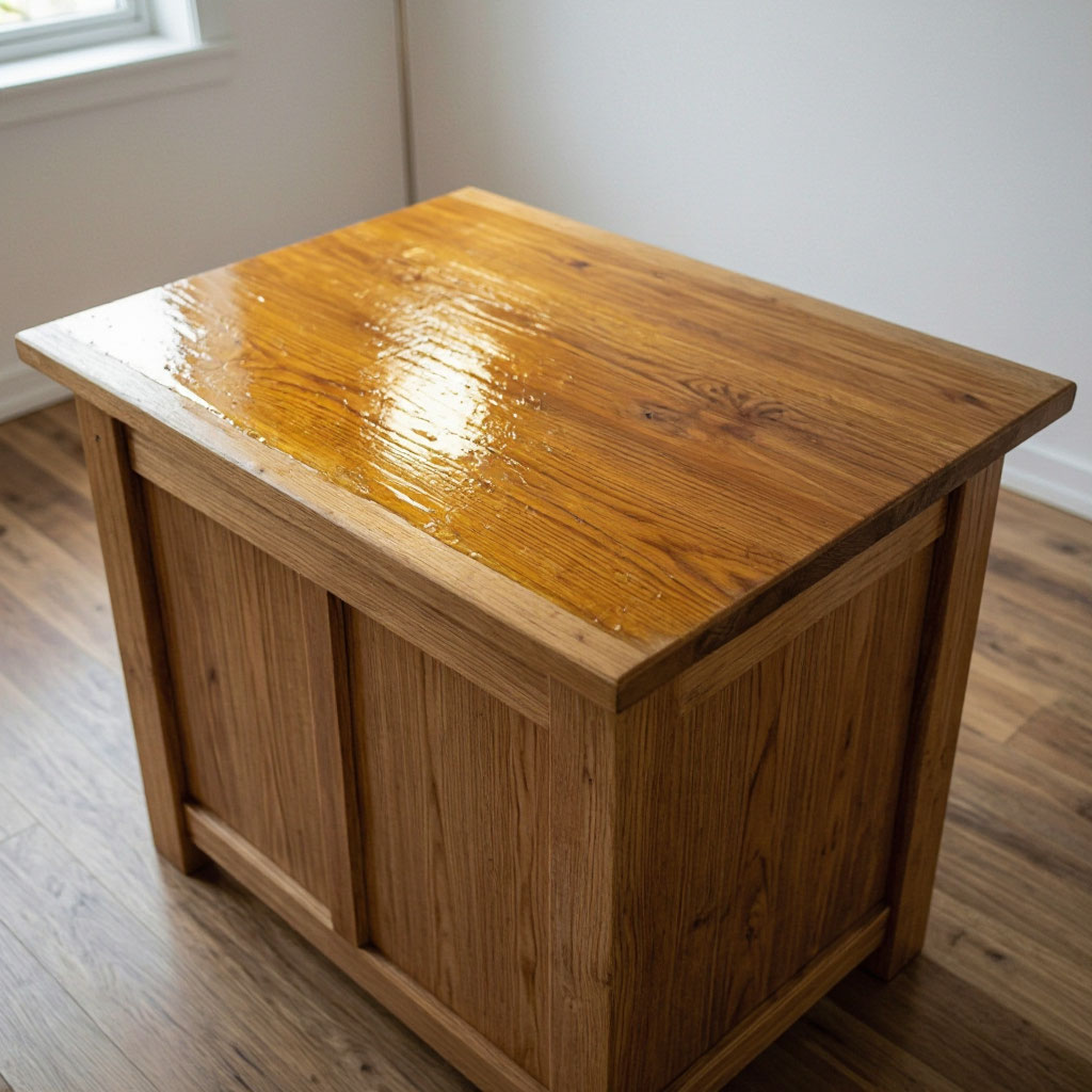 Custom oak kitchen island with hand-applied oil finish