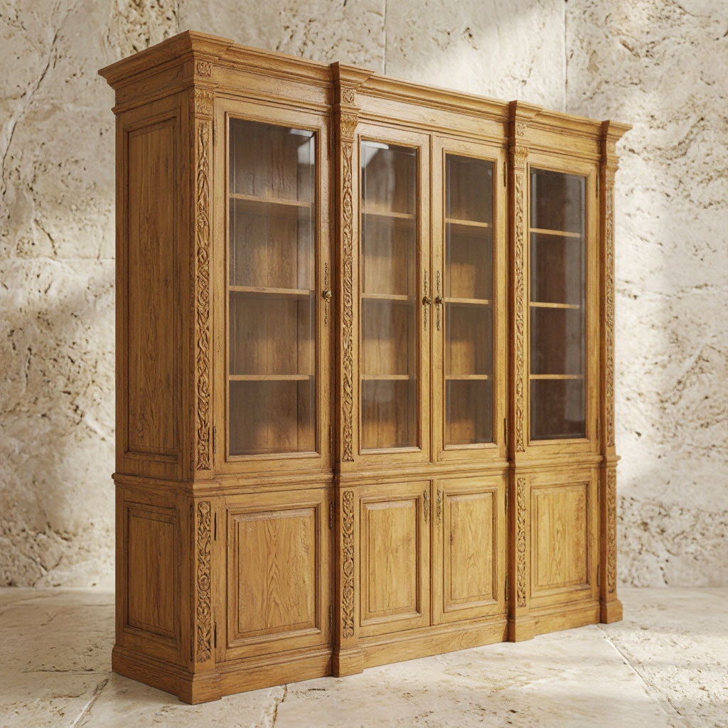 Antique walnut armoire after museum-grade conservation treatment